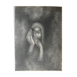 Tableau peinture jeune fille Dany Larroque XXe