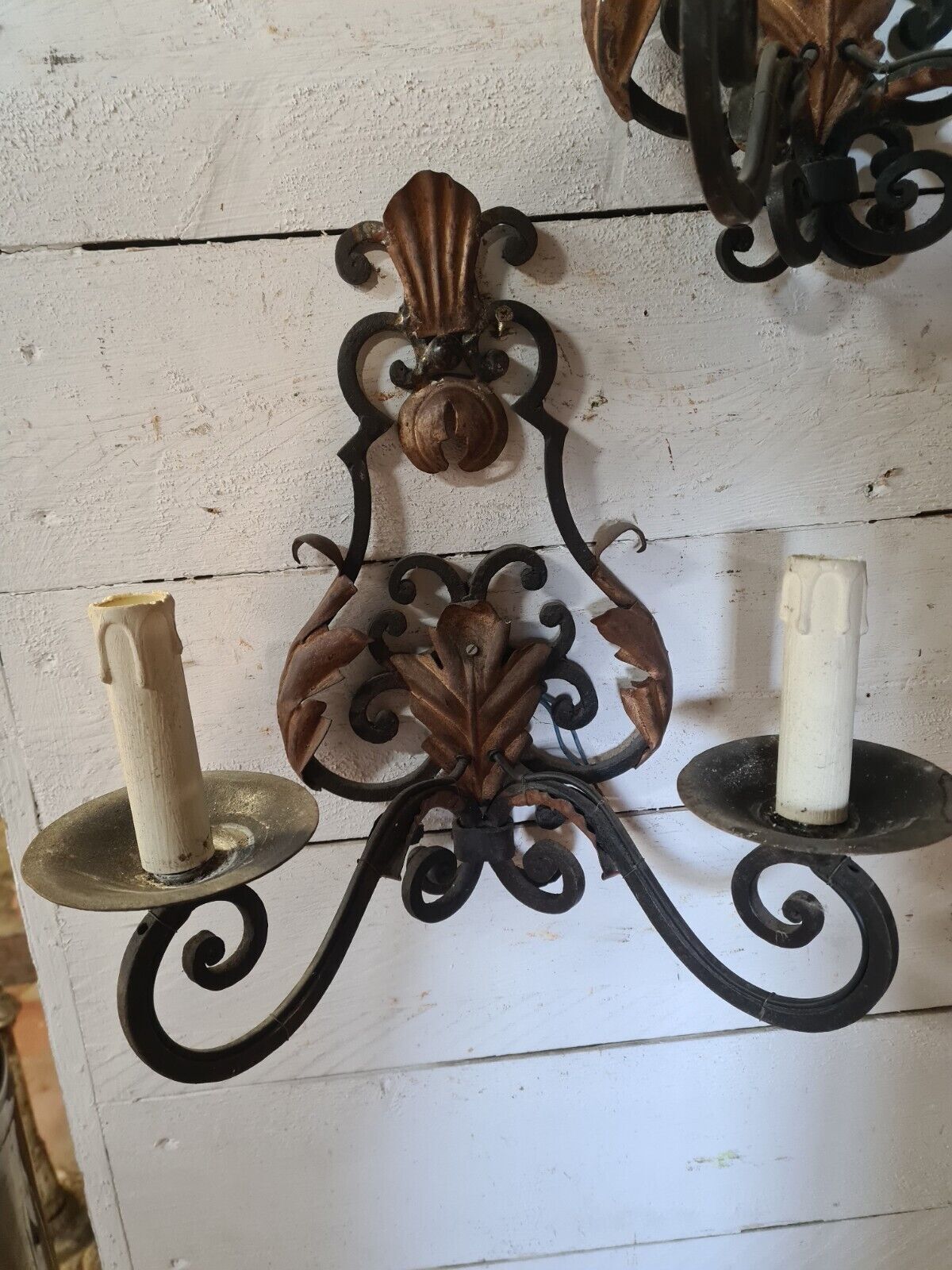 2 wrought iron sconces