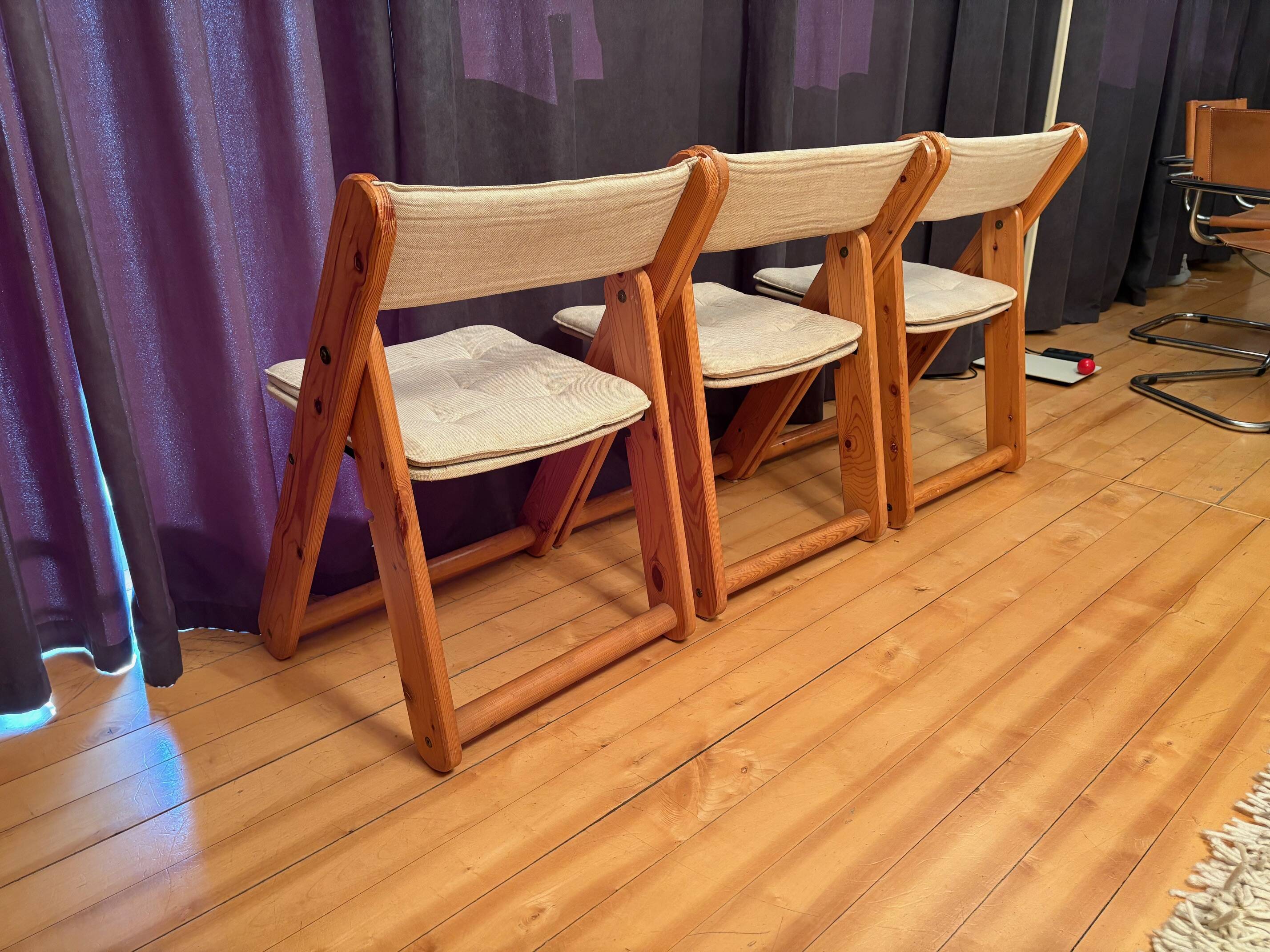 Set of three Kon-Tiki chairs designed by Gillis Lundgren, Ikea, Sweden, 197