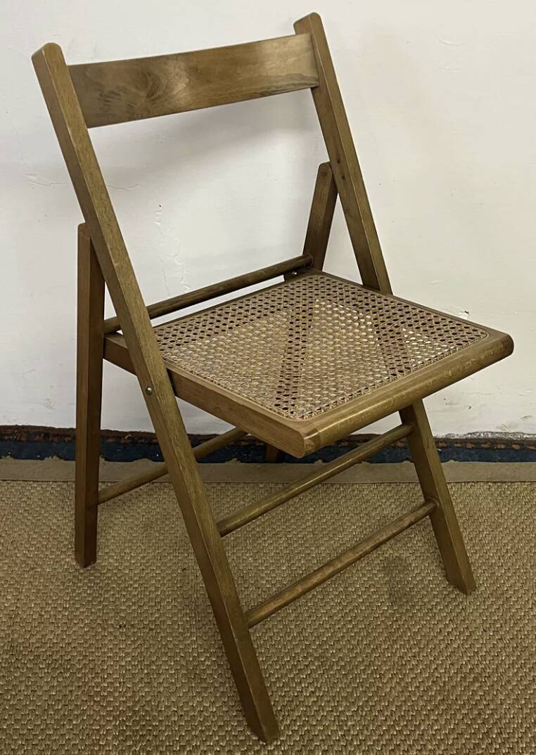 Vintage wooden and cane folding chair
