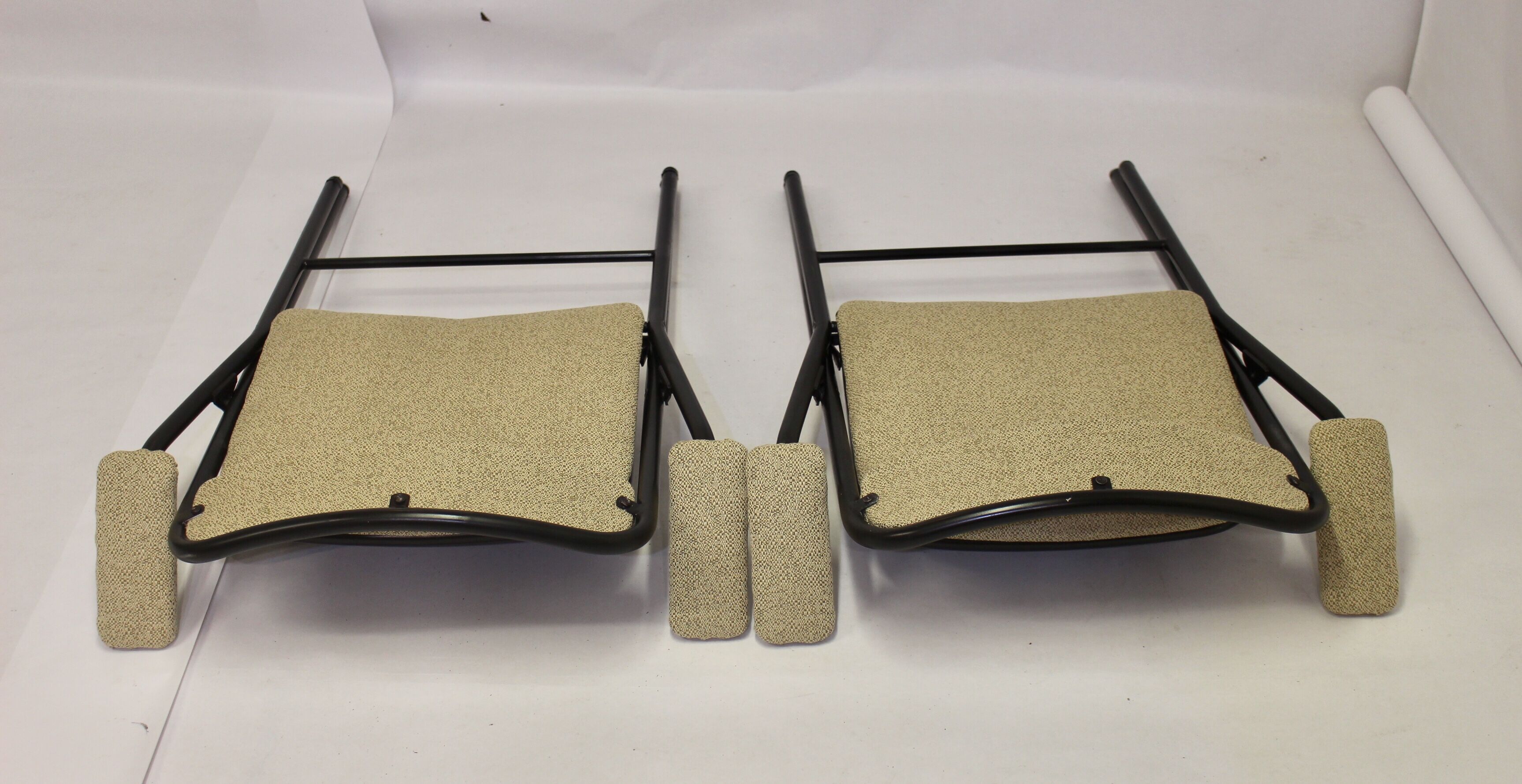 Pair of folding chairs with vintage armrests, 70s