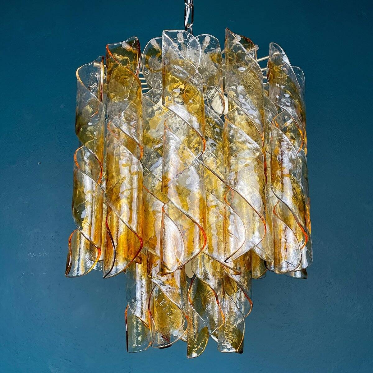 Vintage Murano Torciglioni chandelier by AV Mazzega, Italy, 1970s