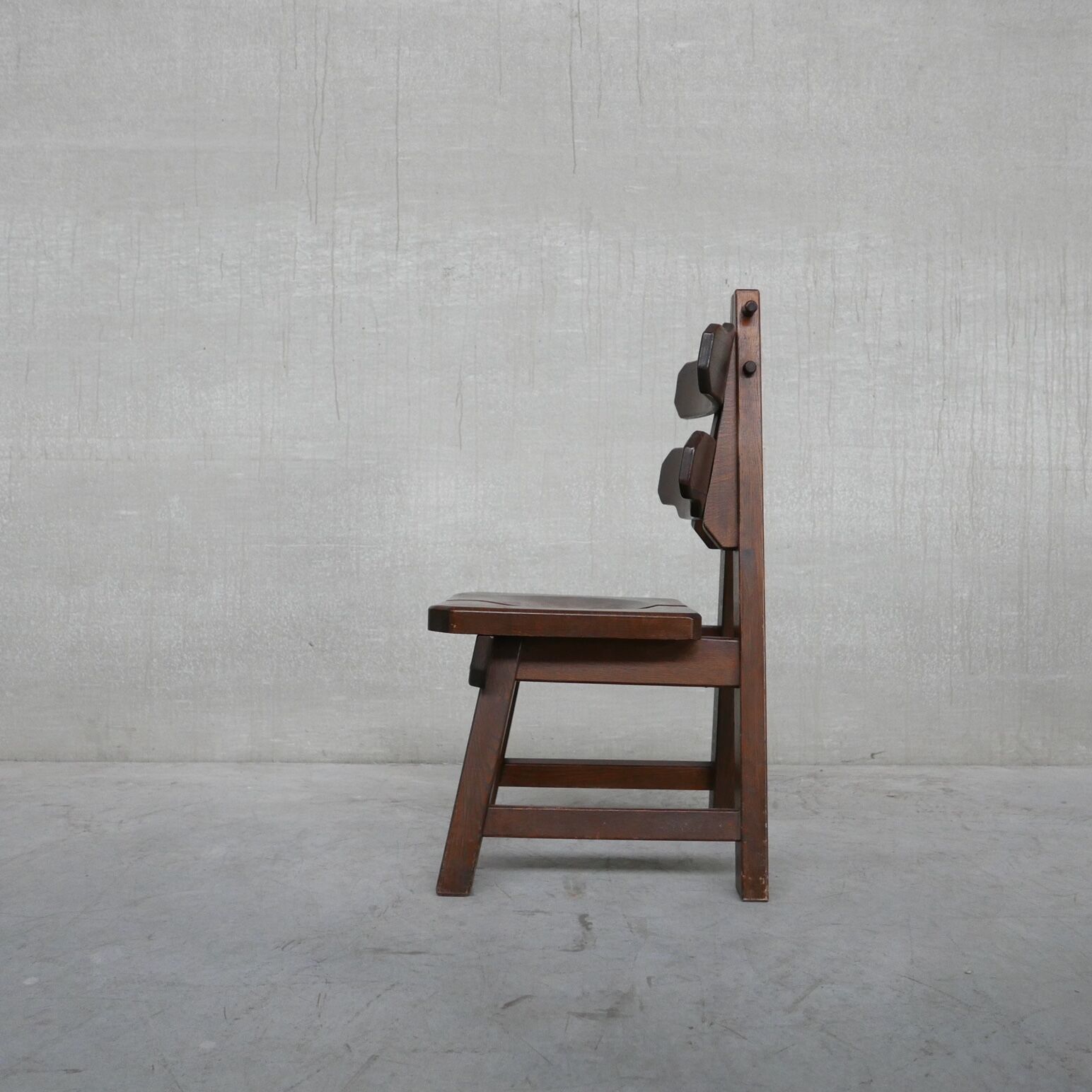 6 brutalist spanish oak dining chairs