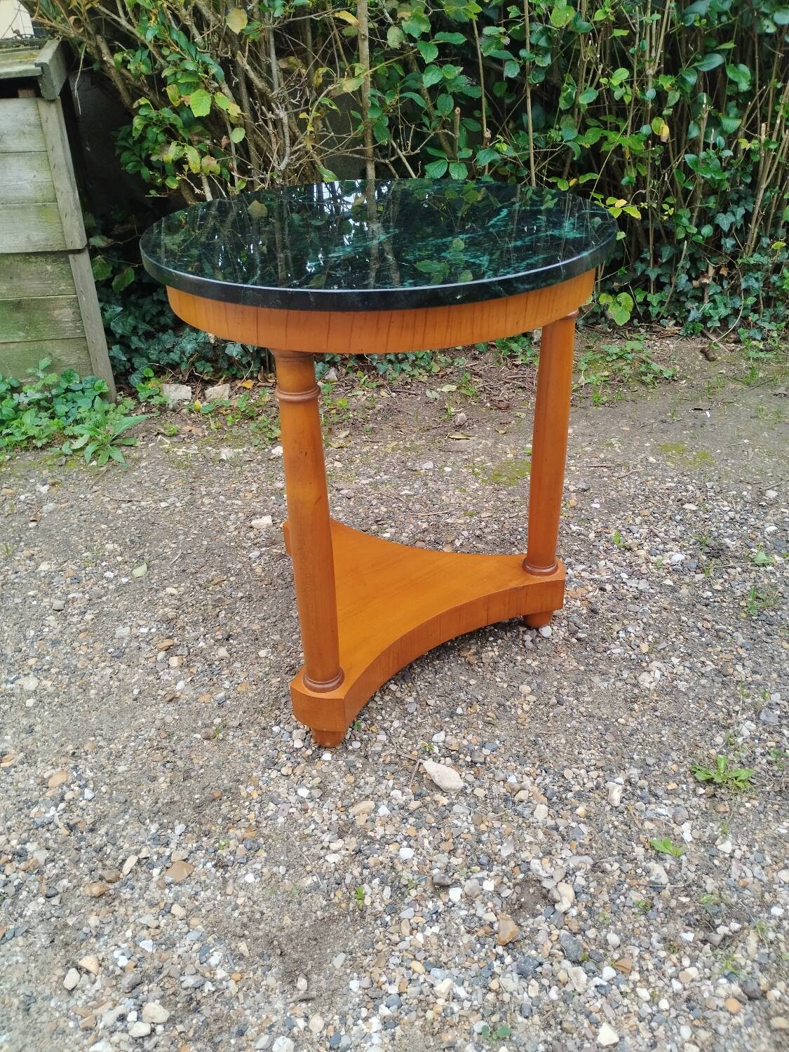 Antique Empire style pedestal table with marble top
