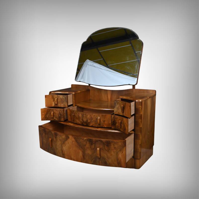 Commode-coiffeuse en ronce de noyer, Angleterre – 1920
