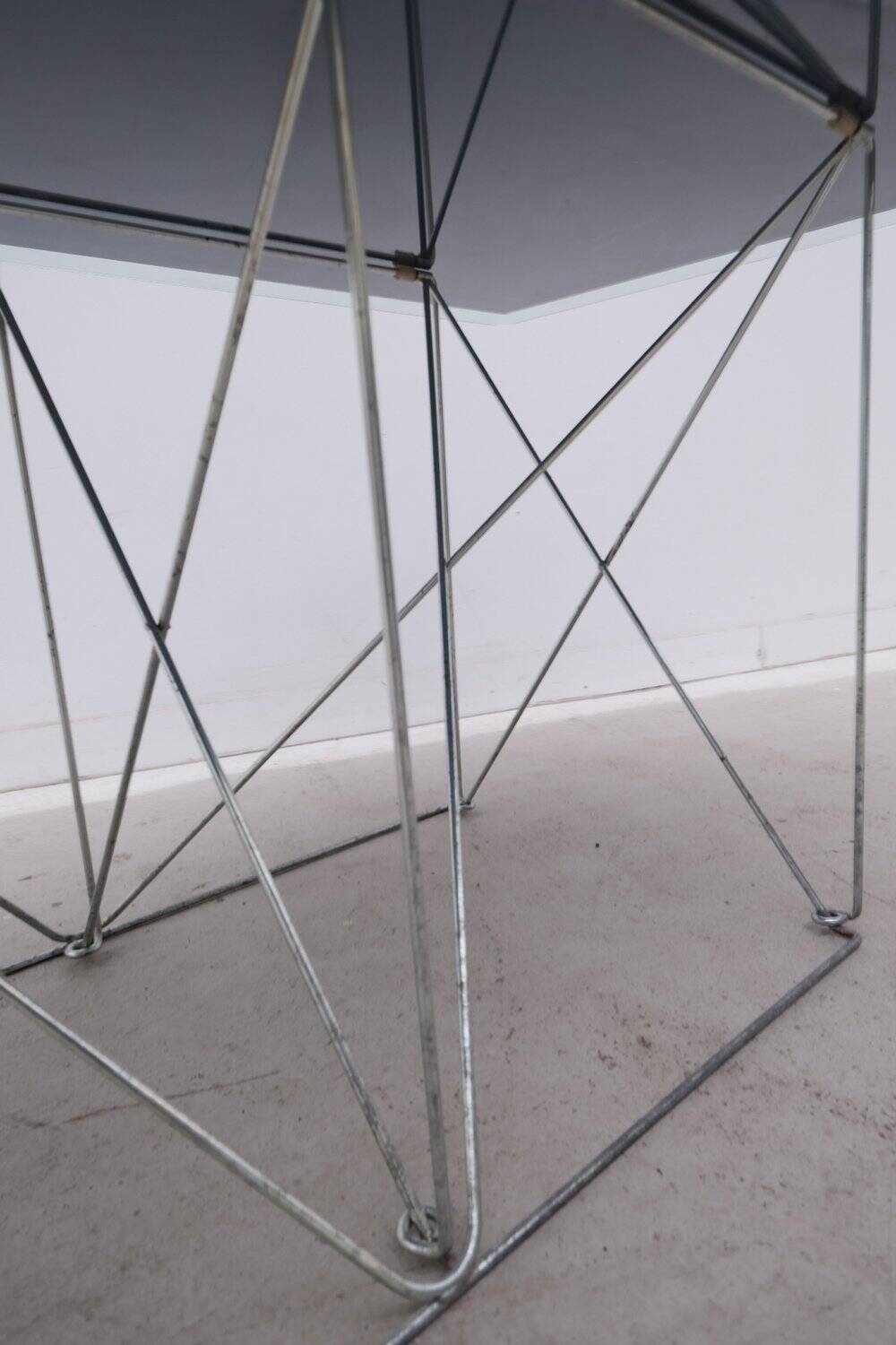 Max Sauze dining table in metal and enameled glass, 1960