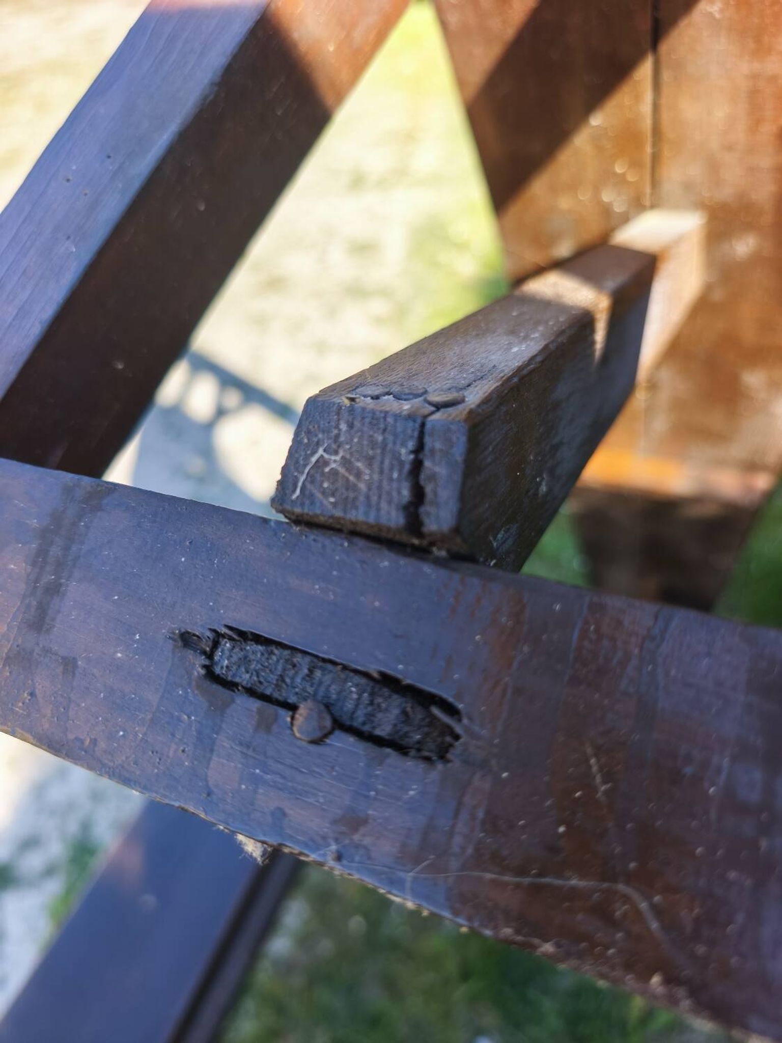 Pair of rustic antique long benches in solid wood – 195 cm