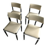 4 x Vintage Dining Table Chairs Chrome Wood 1960s