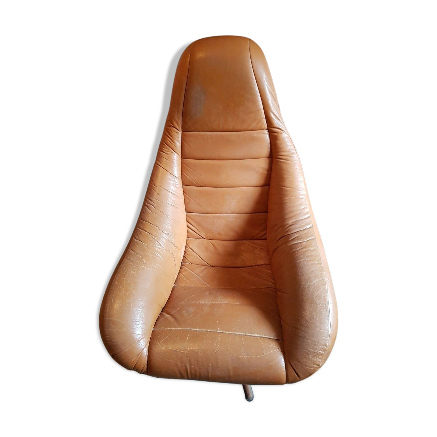 Vintage 70's leather tub armchair