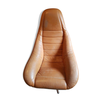 Vintage 70's leather tub armchair