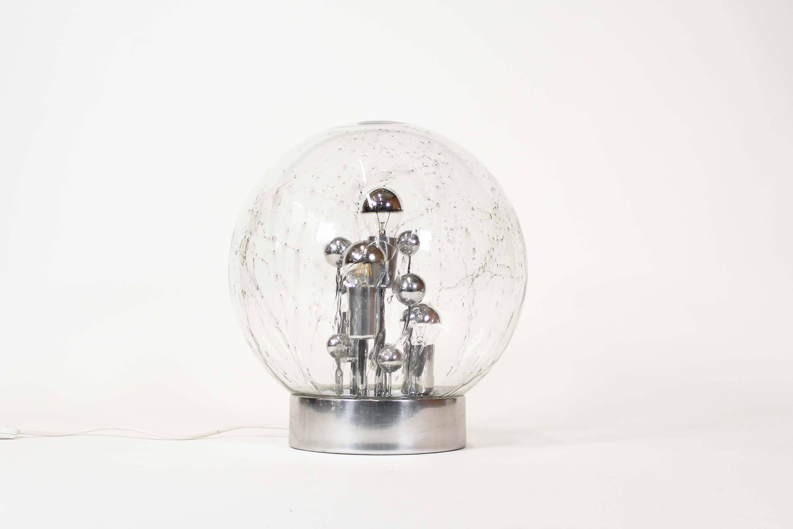 Stunning Mid-Century Modern Ice Glass Table Lamps by Doria Leuchten, Germany 1960’s