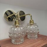 Pair of vintage glass gold wall sconces