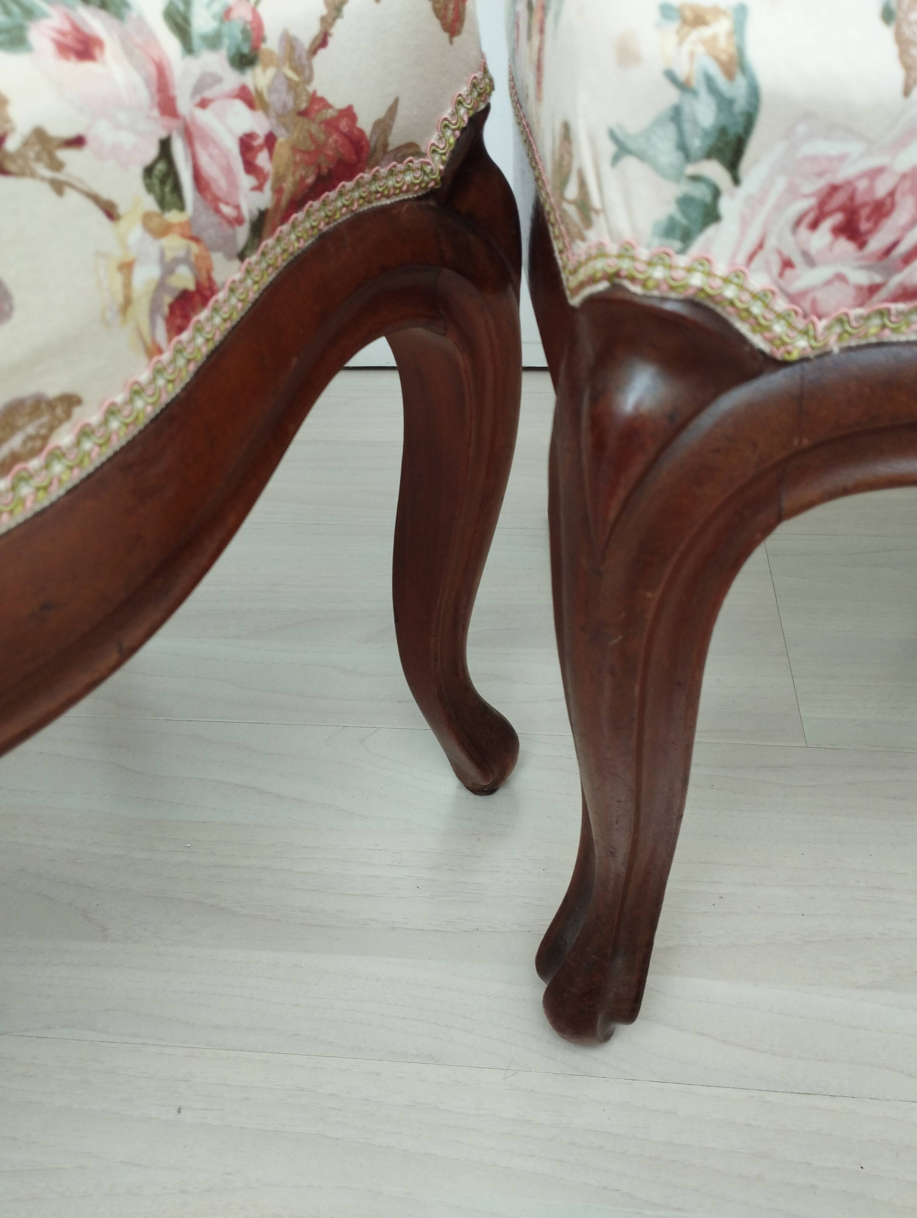 Pair of chairs Louis Philippe fabric seat