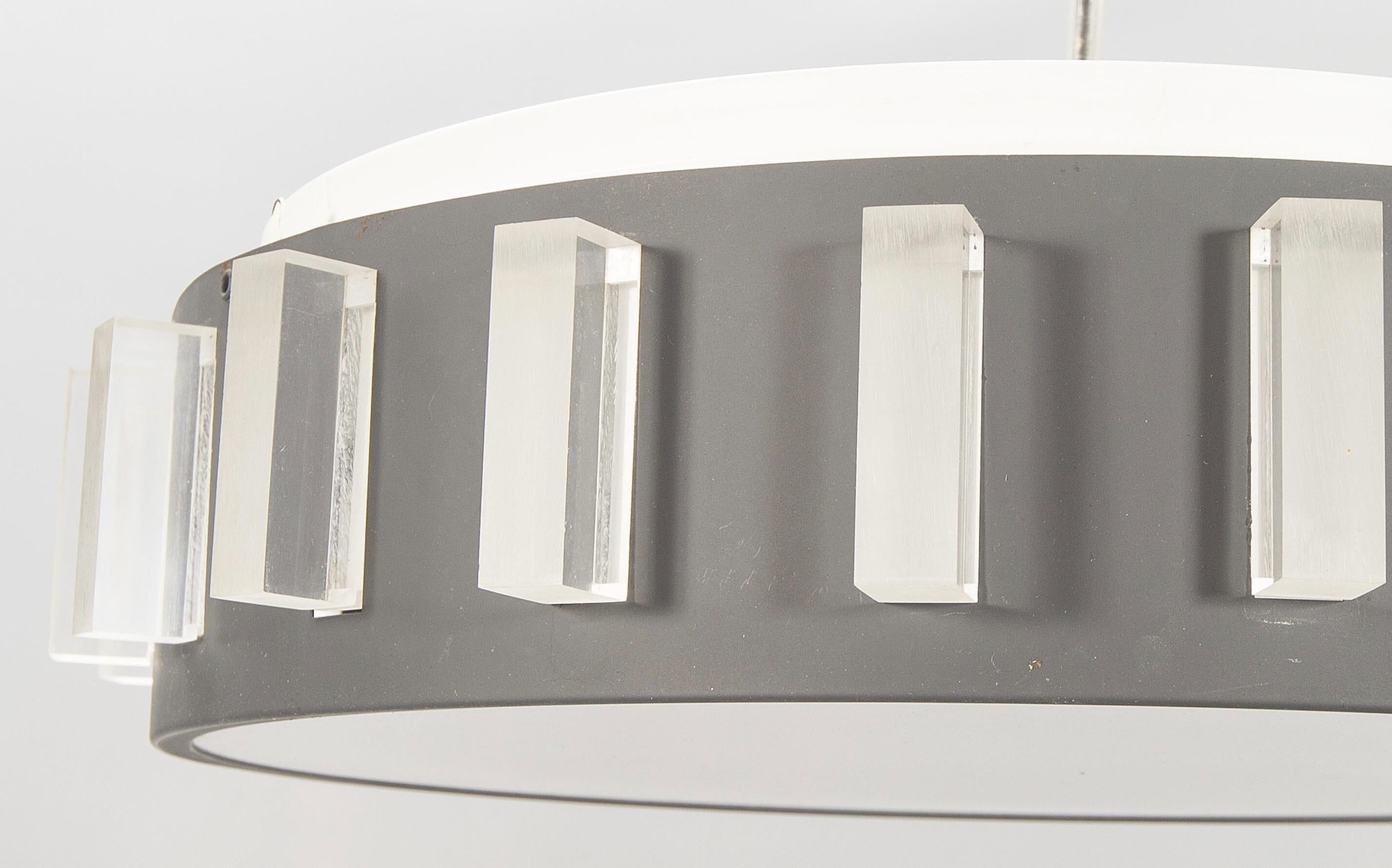 Metal and plexiglass ceiling light Anonymous Sweden 1970