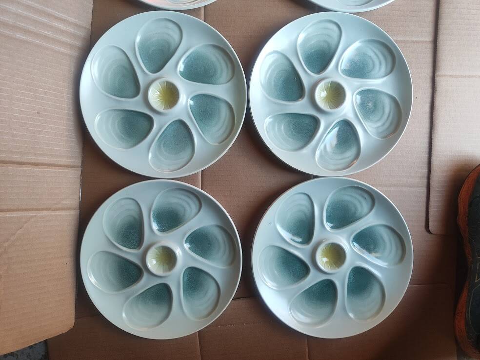 Salins france 6 assiettes à huîtres, 1960/70