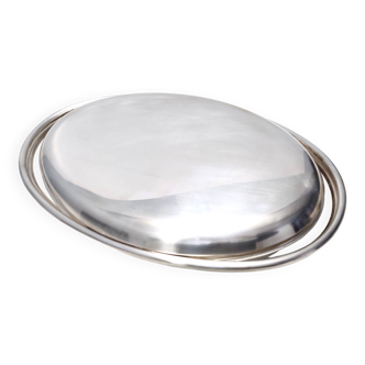 Postmodern Lino Sabattini Silver-Plated Metal Serving Plate, Marked, Italy