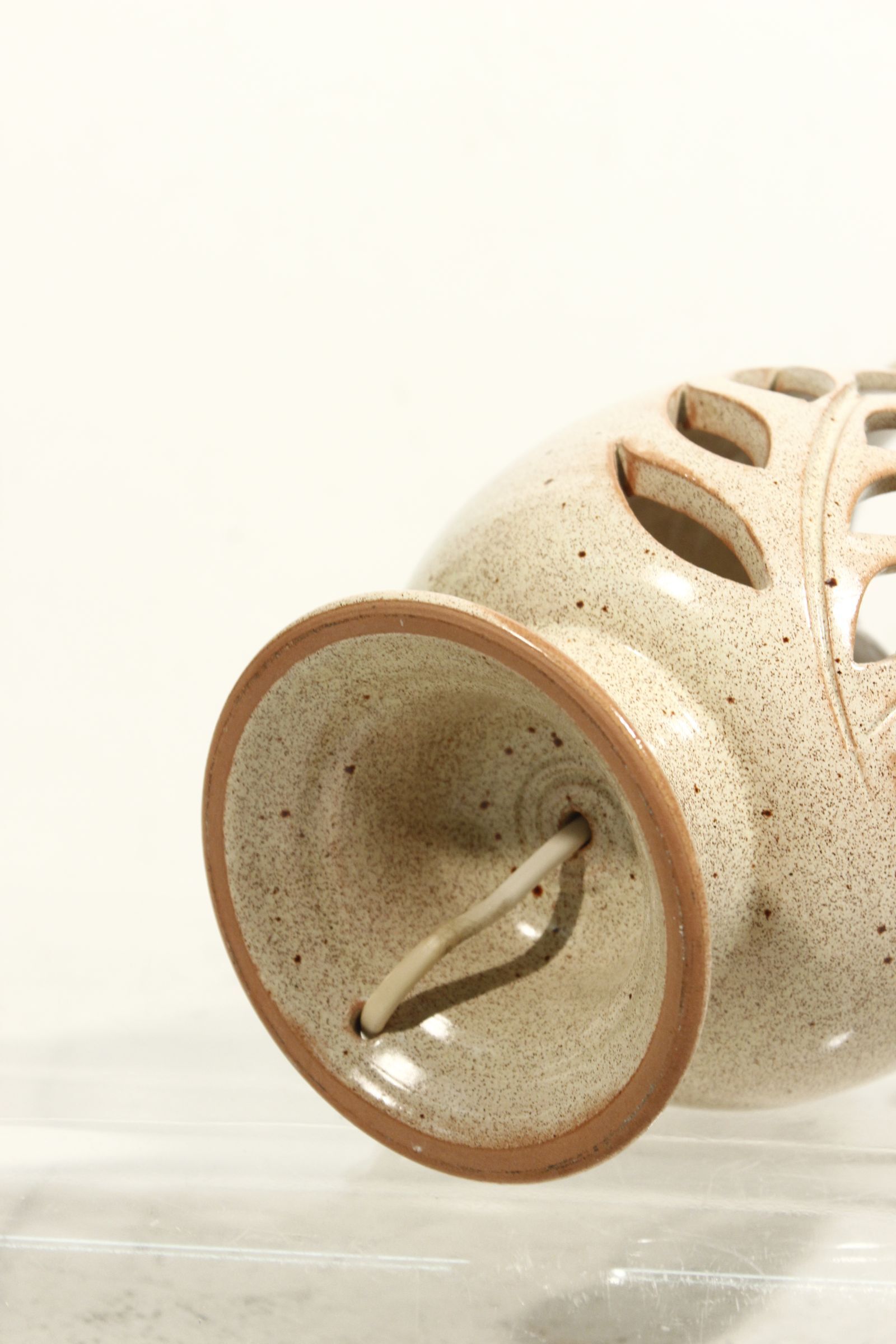 Vintage openwork ceramic floral night lamp, France 1960s