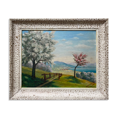 Tableau HSP ''La vallée ensoleillée'' signée J. Meckert vers 1950