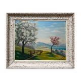 Tableau HSP "La vallée ensoleillée" signée J. Meckert vers 1950