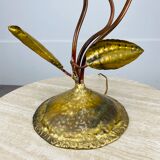 Lampe fleurs laiton doré années 70