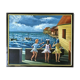 Tableau ancien mer enfants signé vintage