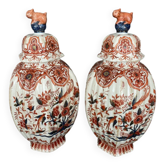 Pair of late 19th century vases in the Chinese style monogrammed AR