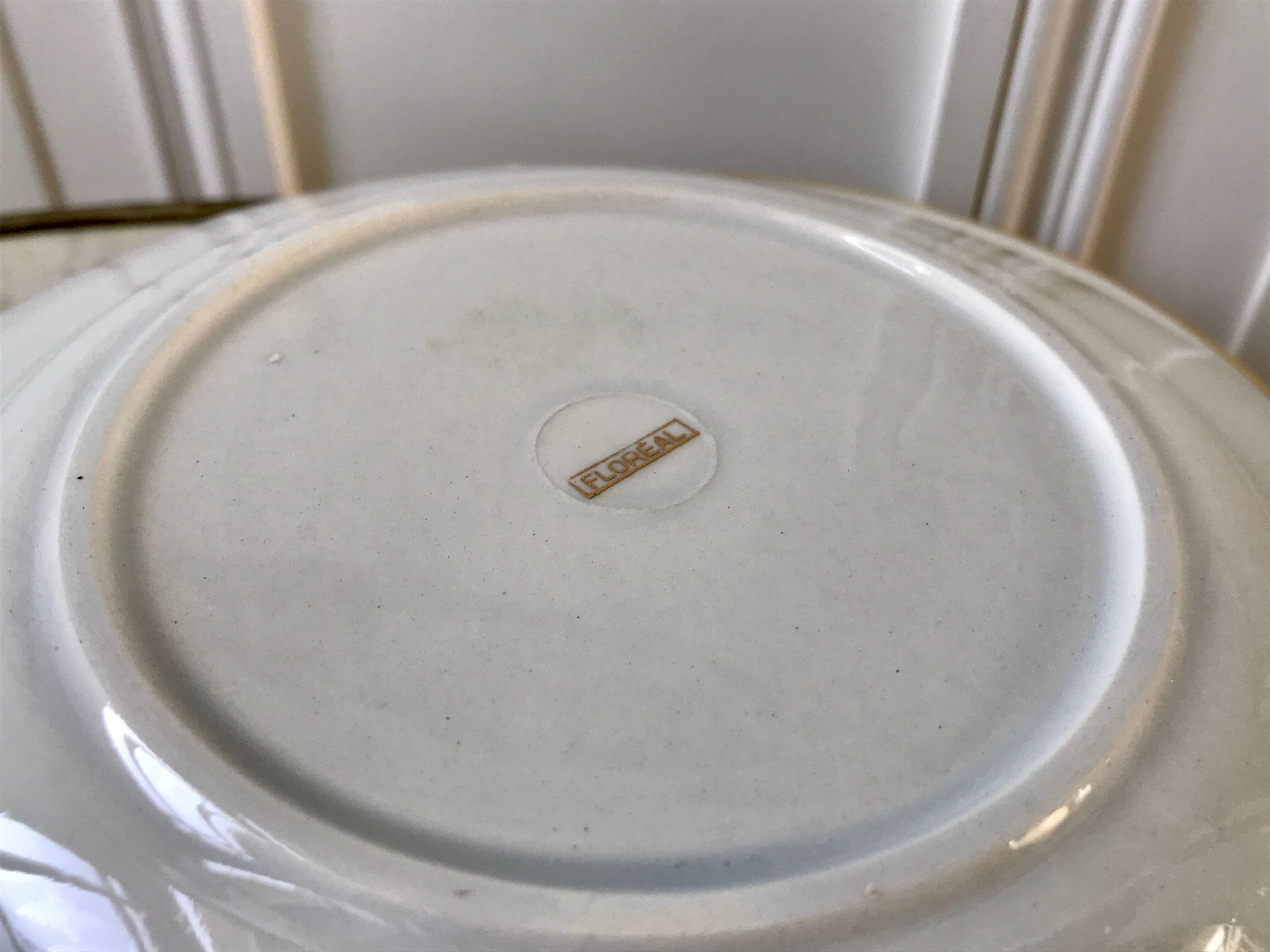 set of 6 dessert plates Digoin Sarreguemines model Floréal years 50-60