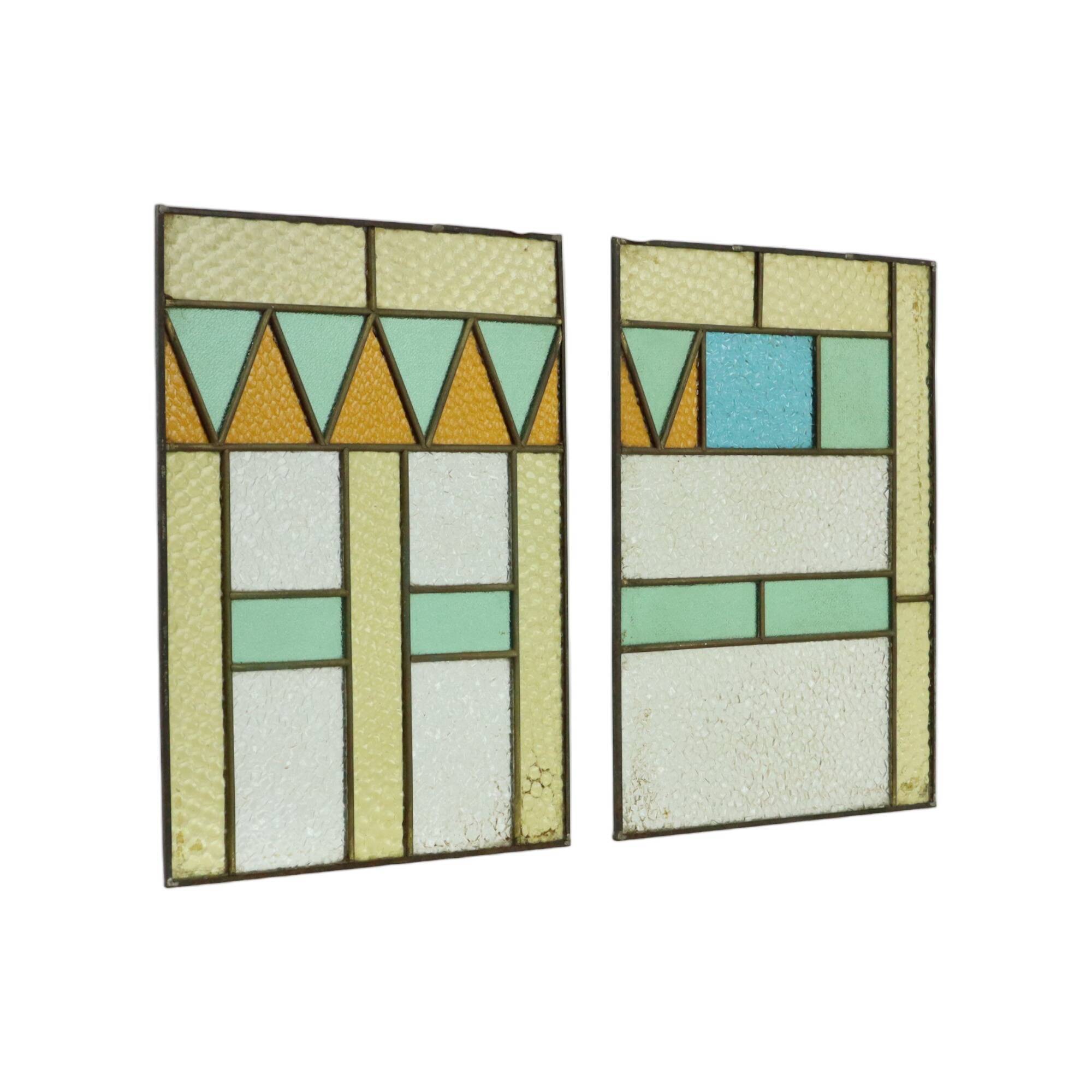 Vintage Stained Glass Window Stained Glass set of 2 Decorative Sun Catcher 40cm