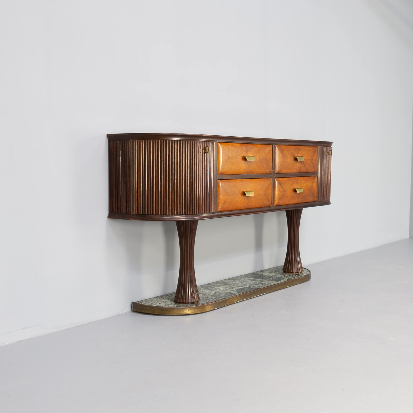 60s italian sidebaoard walnut teak and marble by vittorio dassi