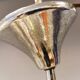 Hanging lamp in chromed metal with orange contrast lacquer and three light sources.