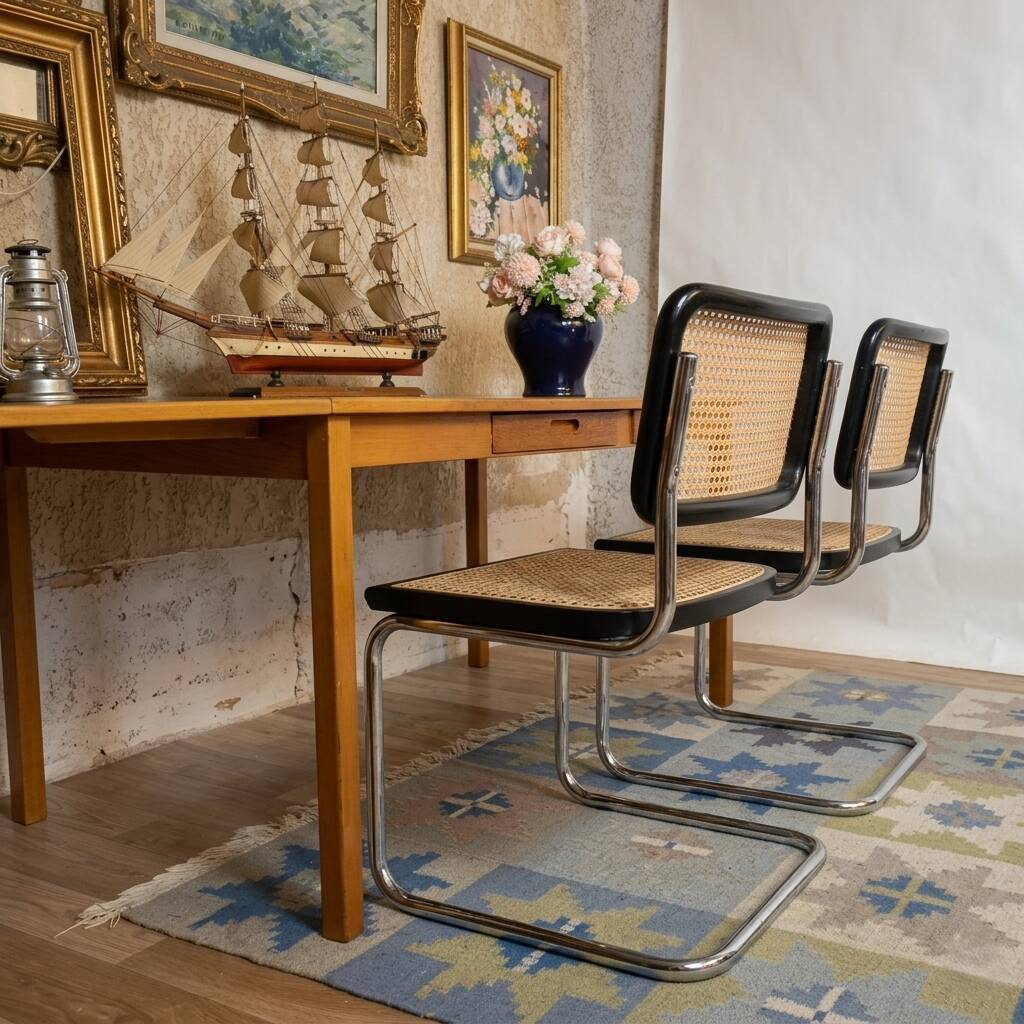 Chaise Cesca B32 noire d'après Marcel Breuer, Italie