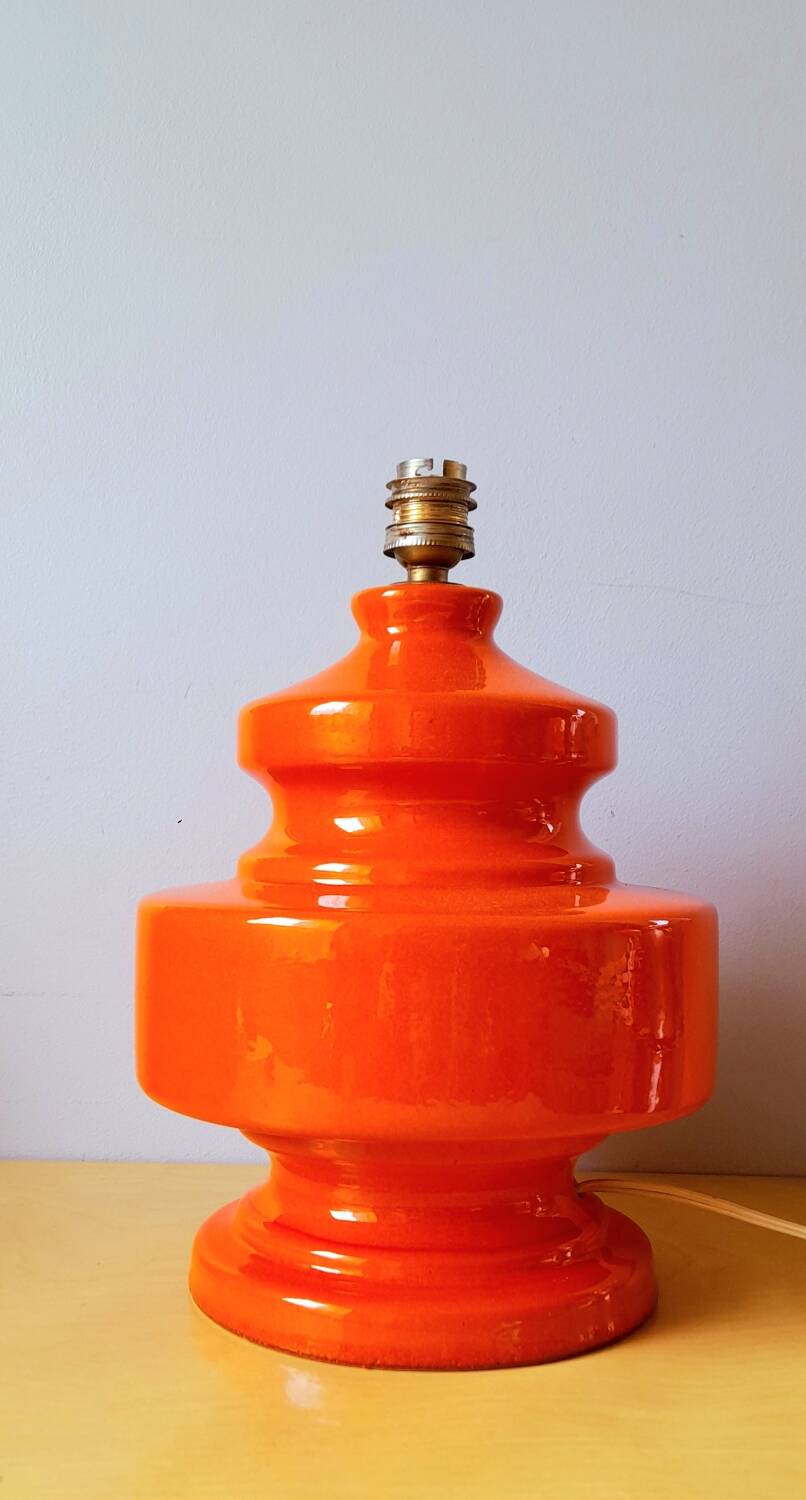 Orange ceramic lamp base 1970