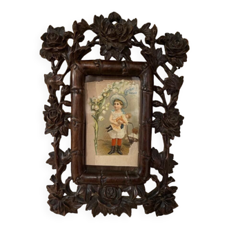 Romantic frame of the “19th century” black forest with ancient chromo