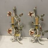 Italian Tole Flower Sconces, Set of 2
