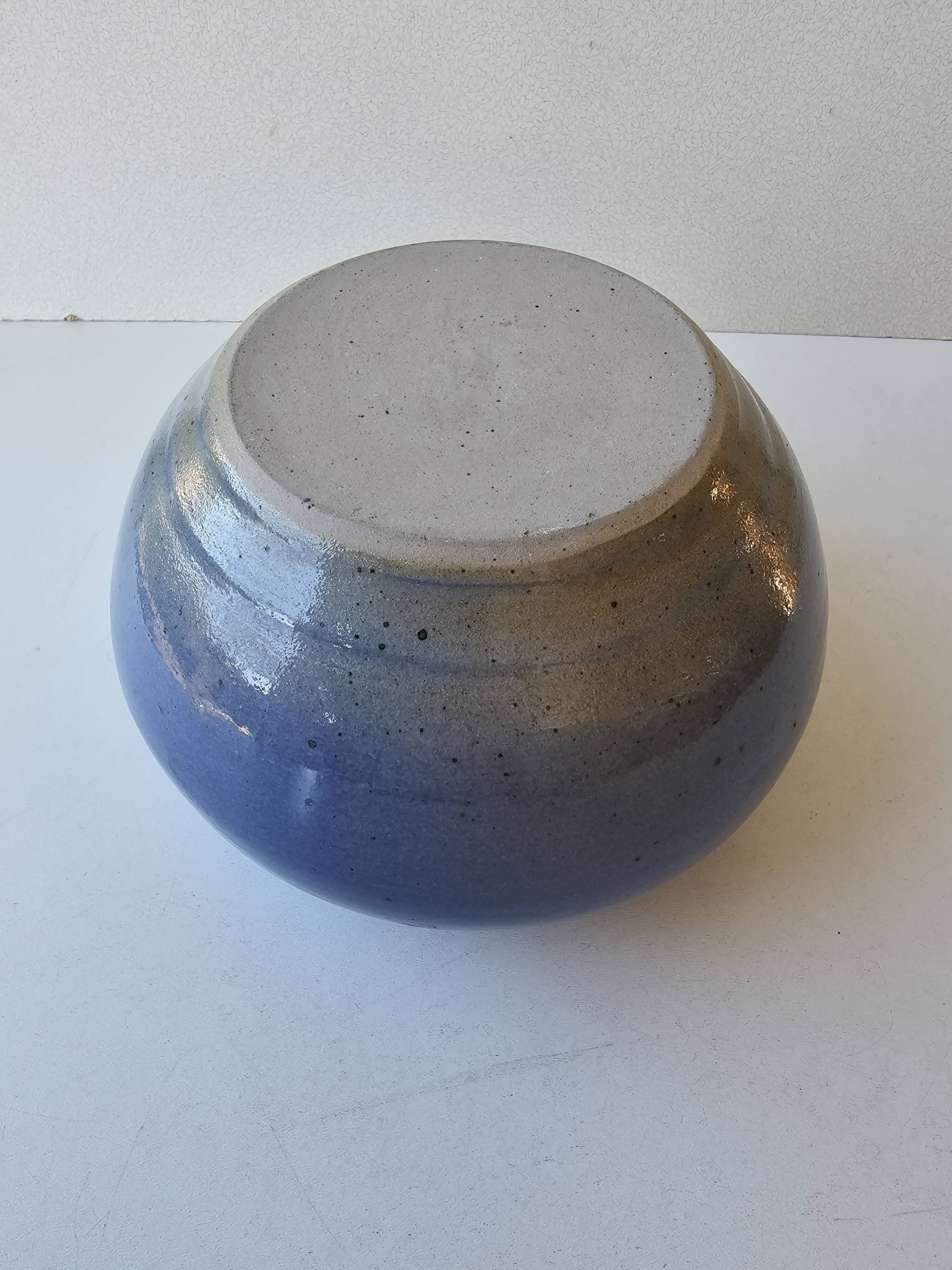 Blue ceramic round vase Unmarked