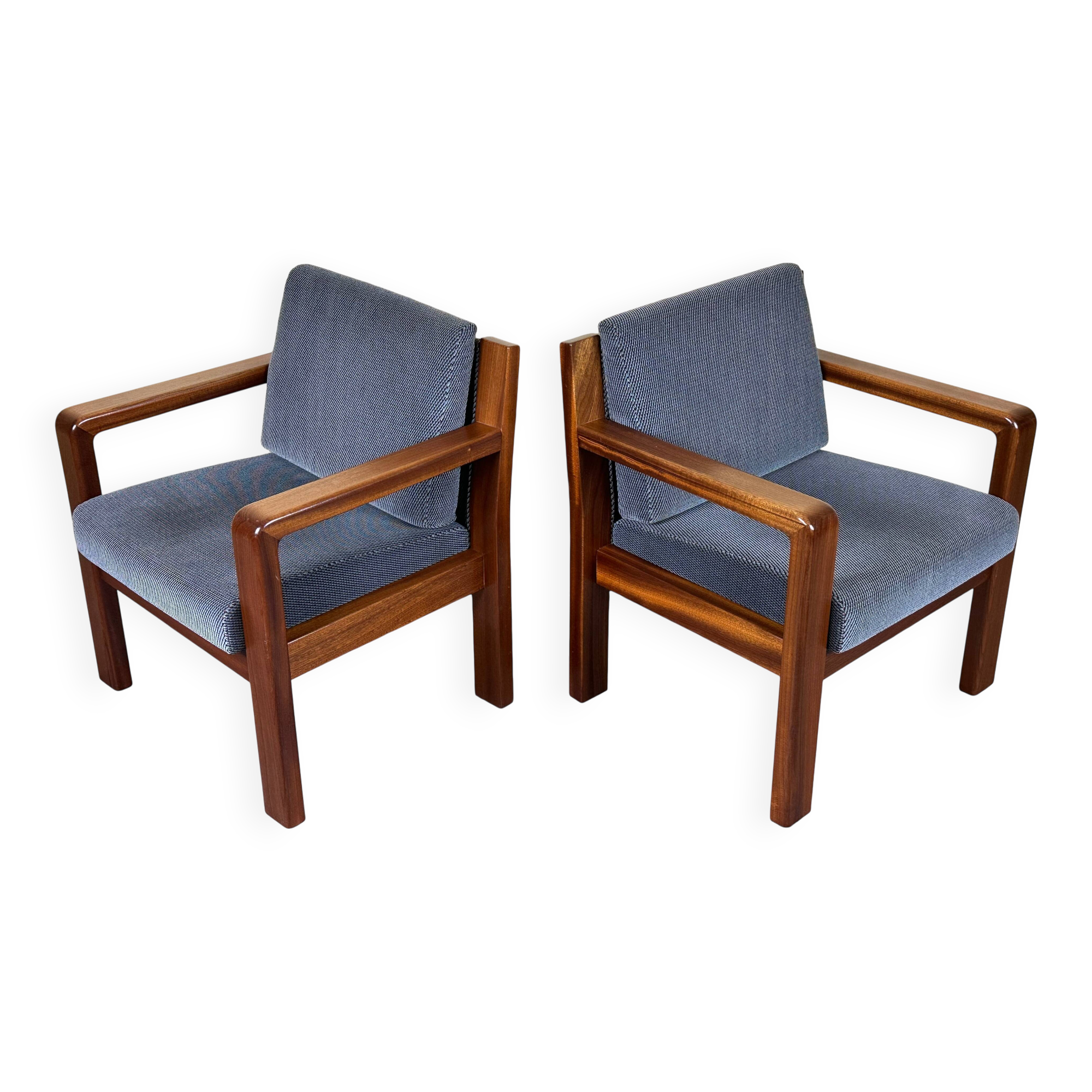 60s 70s Teak Easy Chair Lounge Chairs Danish Modern Design, Set of 2