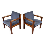 60s 70s Teak Easy Chair Lounge Chairs Danish Modern Design, Set of 2