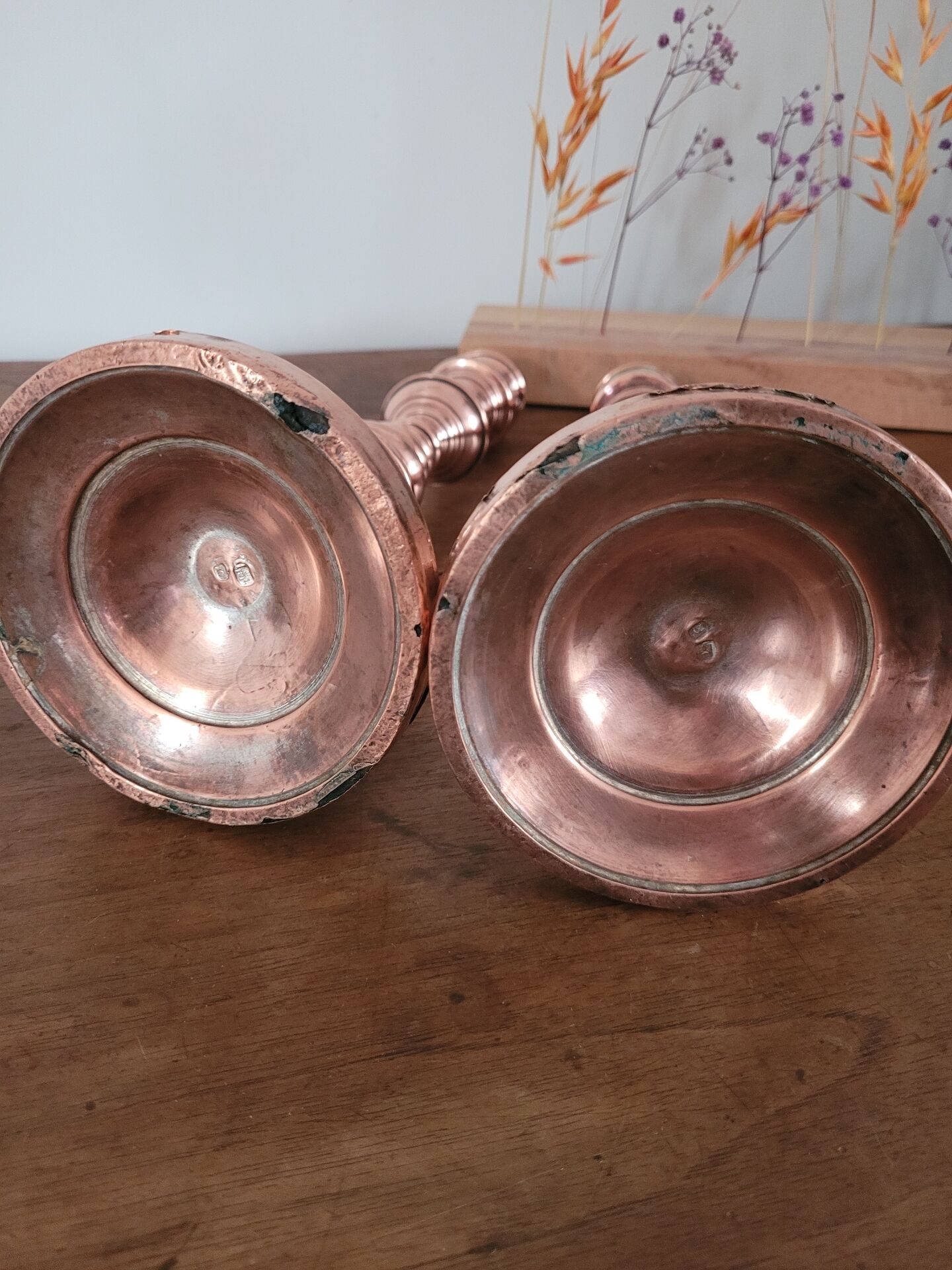Lot de 2 bougeoirs en cuivre