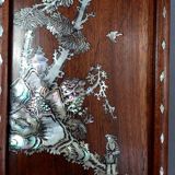 Pair old wood panels & mother-of-pearl Vietnam, Indochina around 1900 60x17 cm SB