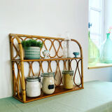 Double rattan wall shelf