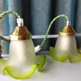Duo of green tulip lamps