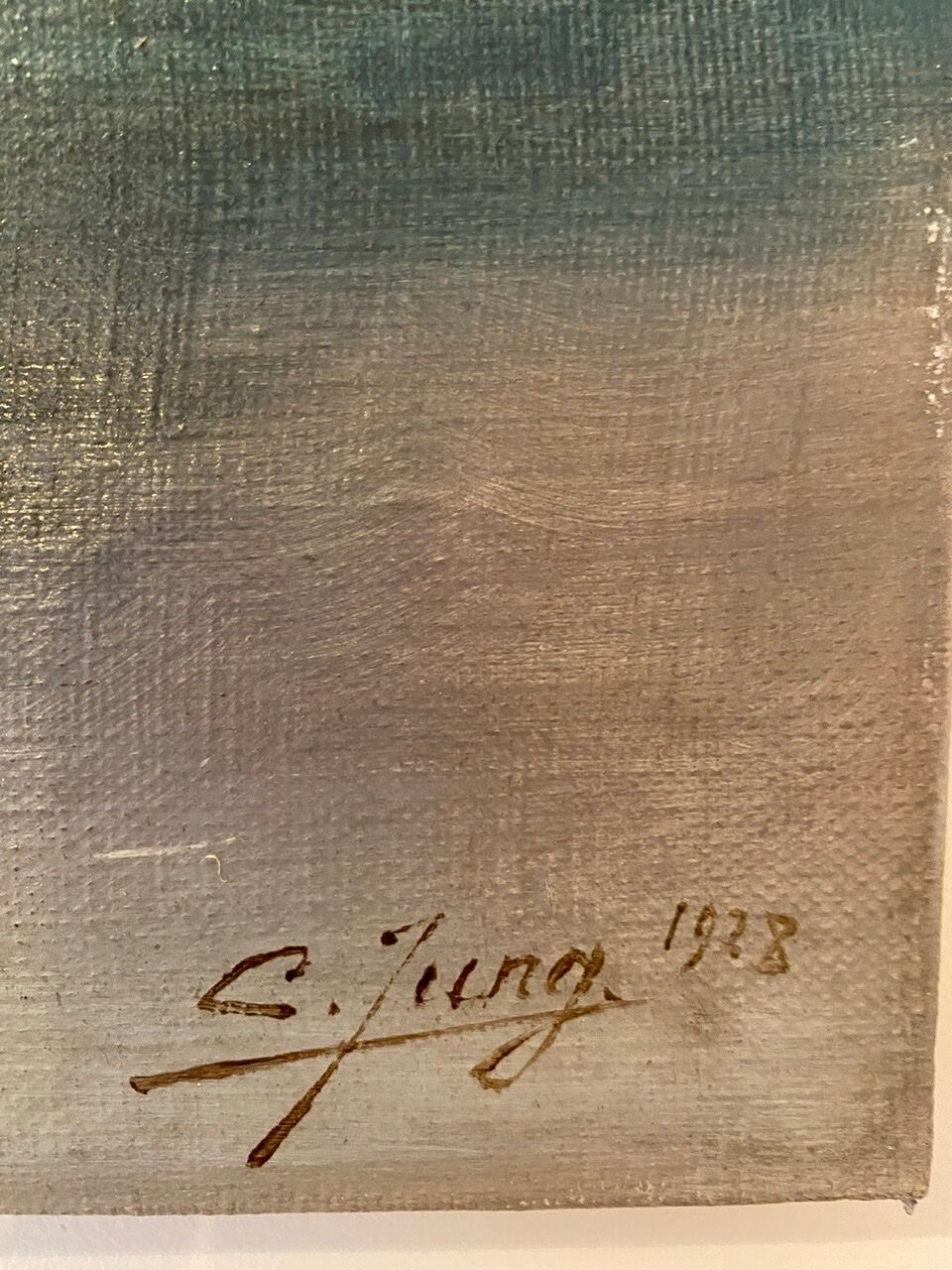 Old painting, still life with thistles signed C.Jung, 1928