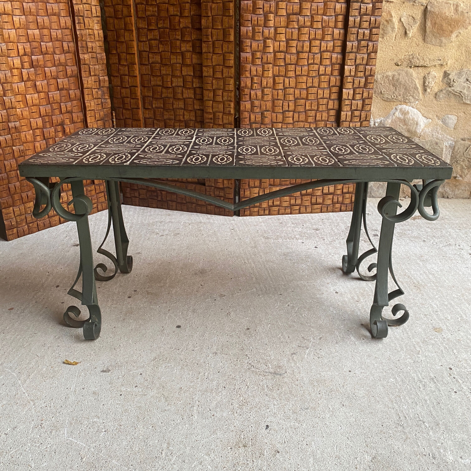 Ceramic wrought iron coffee table