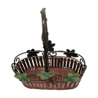 Bottle holder basket with aged metal