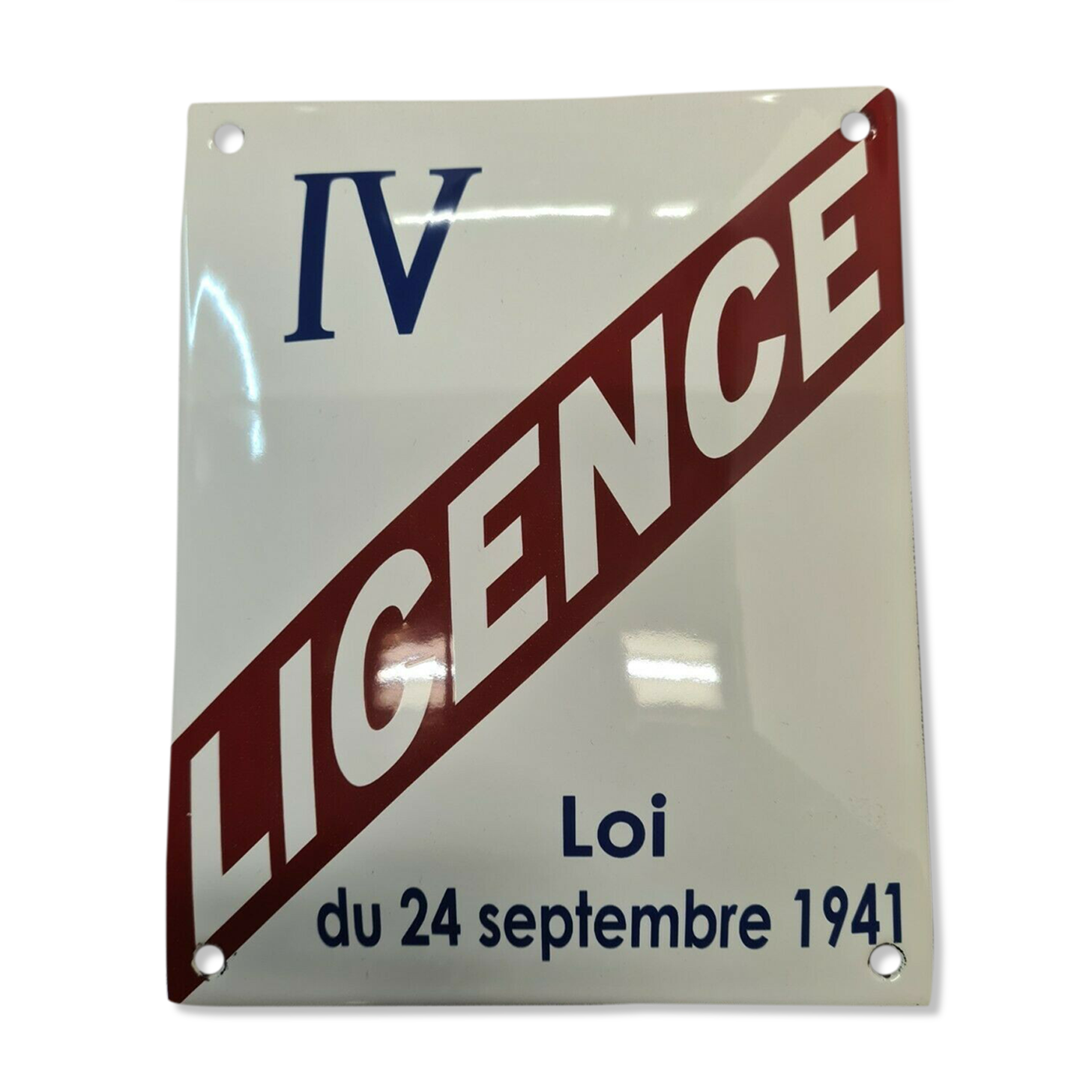 Plaque émaillée licence  iv
