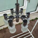 Vintage ceiling lamp in chrome plated and glass cut from targetti 1970 - 6 lamps