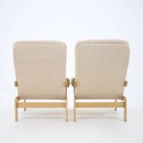 1970s Pair of Beech High Back Armchairs, Czechoslovakia