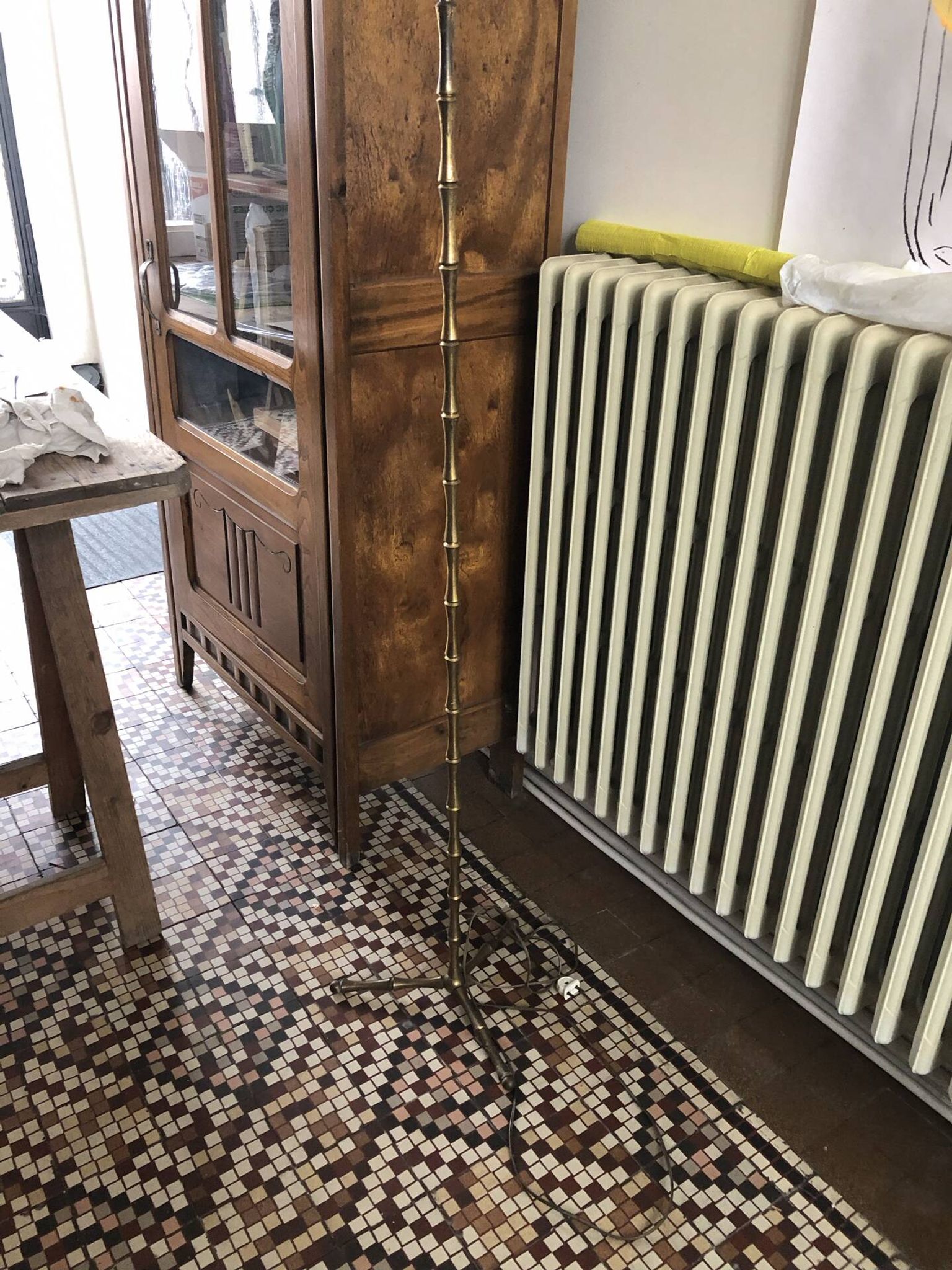 Vintage 1950s faux bamboo floor lamp