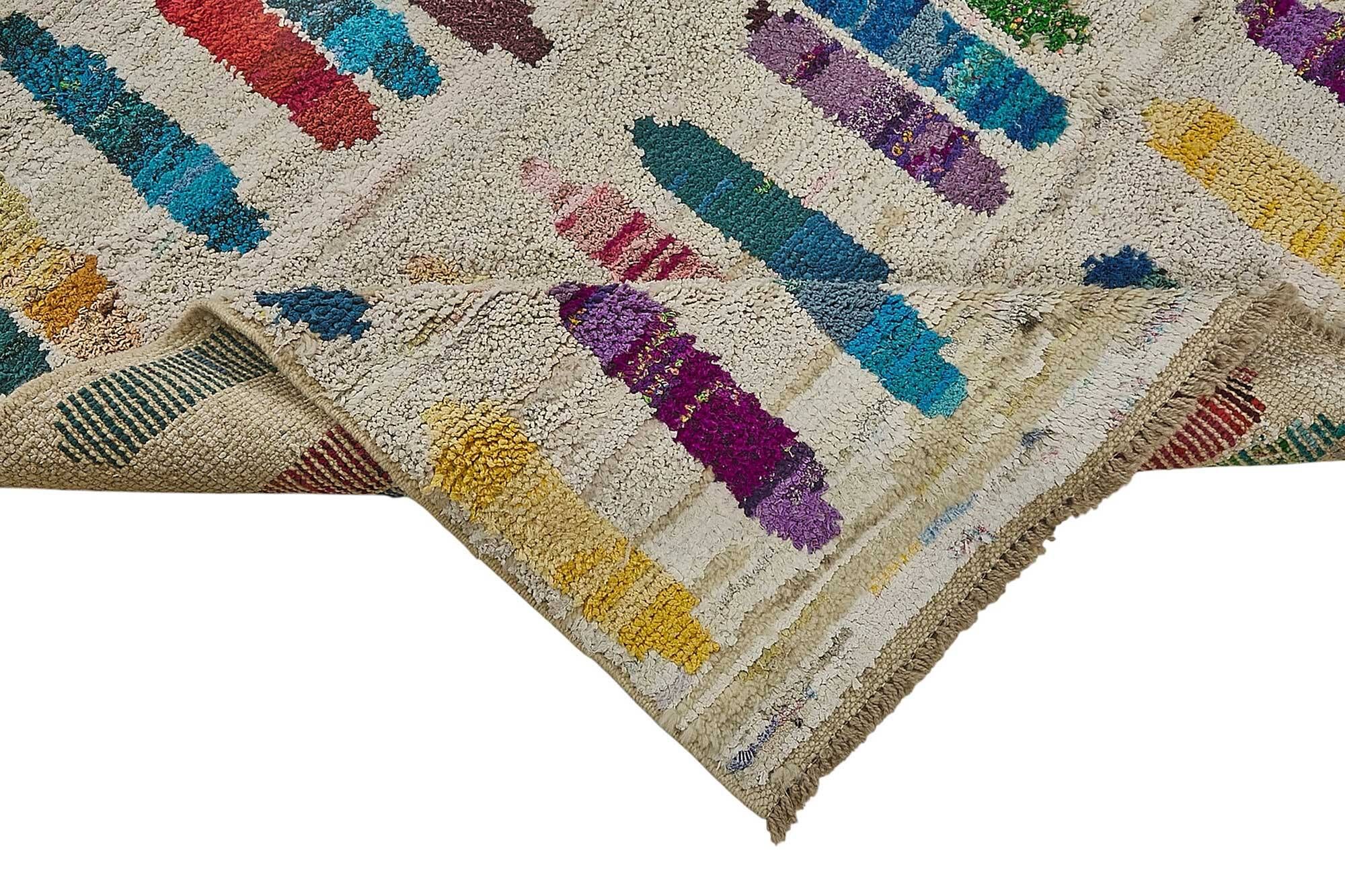 Tapis boho recyclé turc fait main 206 cm x 283 cm
