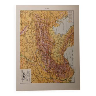 Original lithograph on the Alps